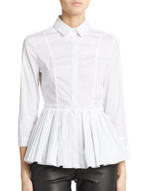 burberry white peplum shirt|Cotton Peplum Blouse in White .